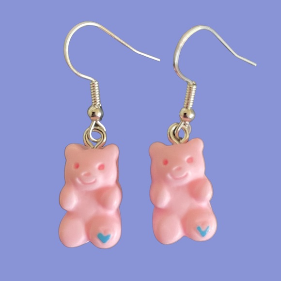 Pink Teddy Bear Earrings - Picture 1 of 4